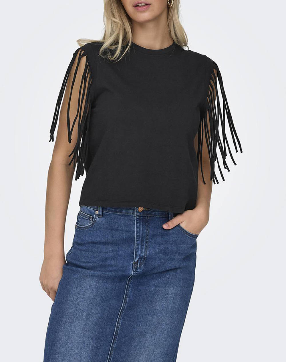 ONLY ONLZINNA S/S FRINGE TOP BOX JRS