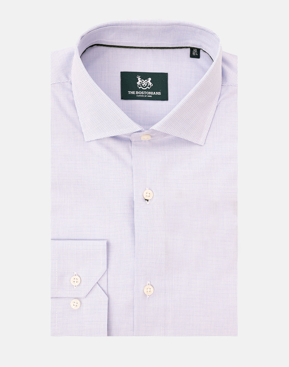 THE BOSTONIANS KOŠILE CHESTER CUSTOM FIT Micro Check POPLIN Semi-rex Custom Fit