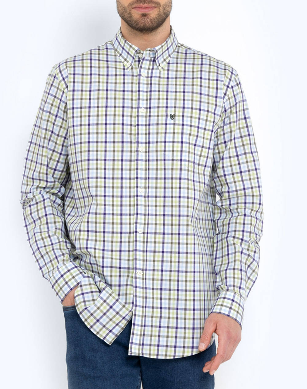 BOSTONIANS KOŠILE MAVERICK REGULAR FIT MedCheck SLUB Button-down Regular Fit