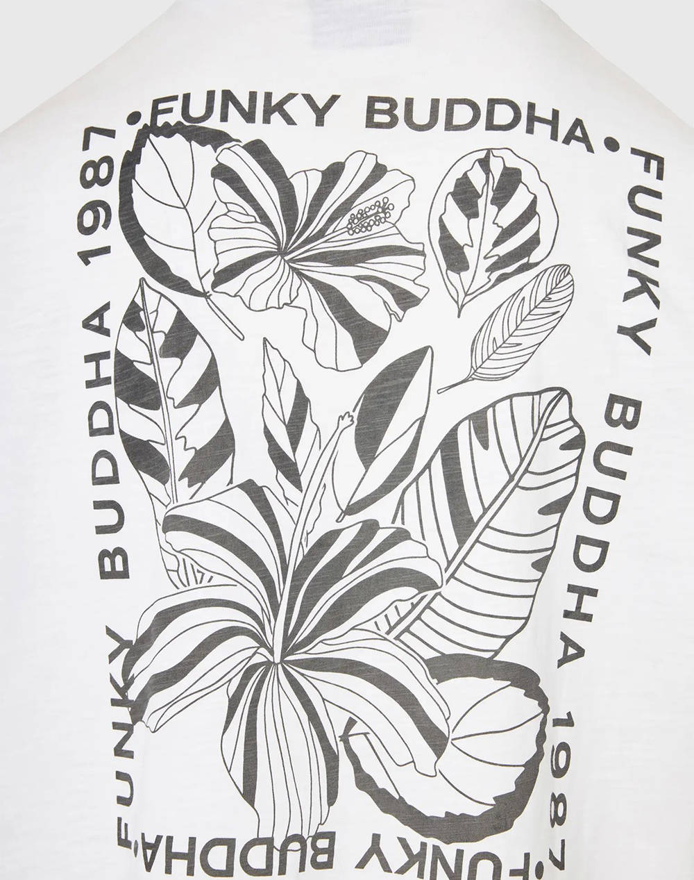 FUNKY BUDDHA Tričko uvolněného střihu s tropickým potiskem na zádech