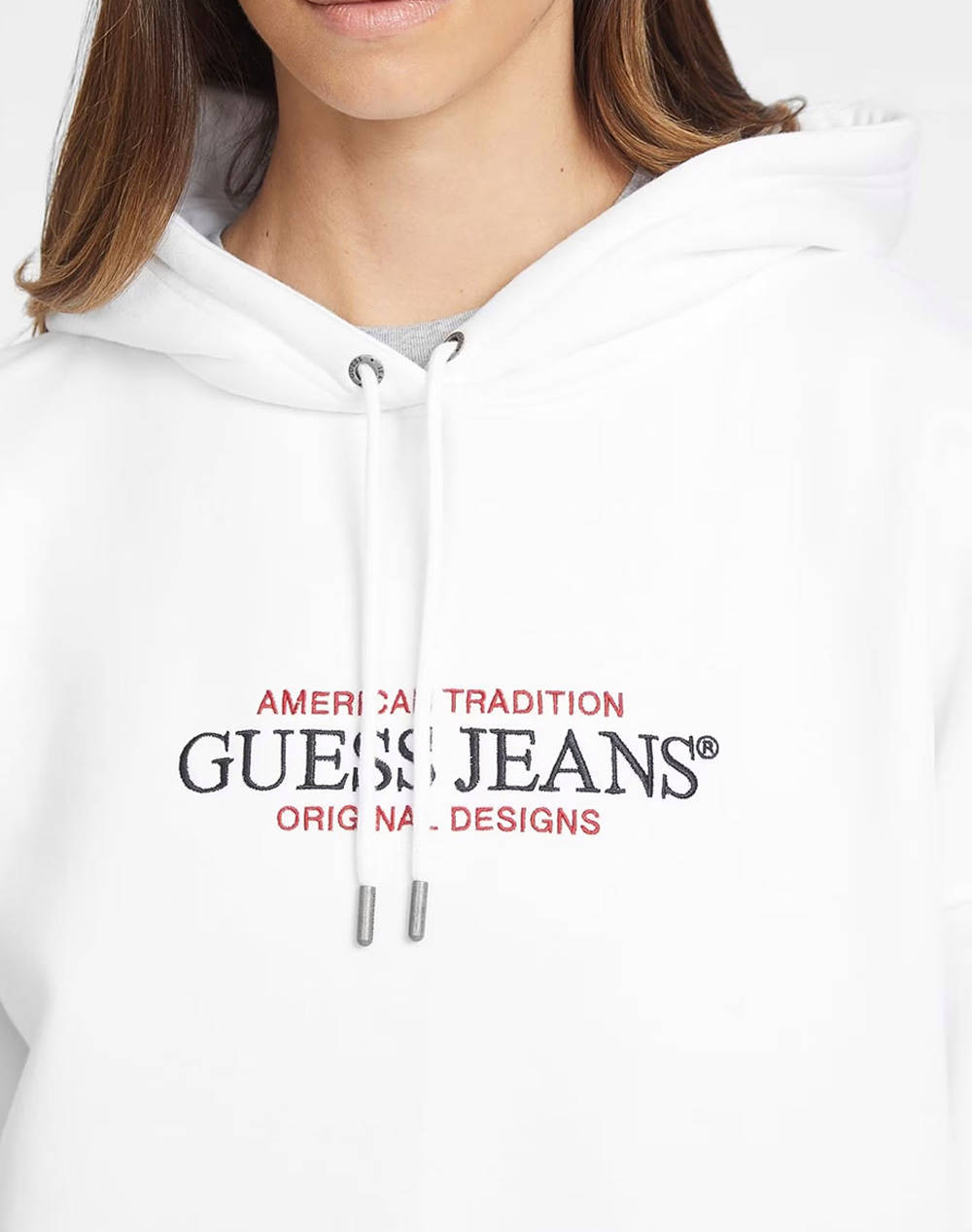 GUESS JEANS GJ HOOD OS AMERICAN - ORGANIC CO/PL SOFT FLEECE 350 MIKINA W