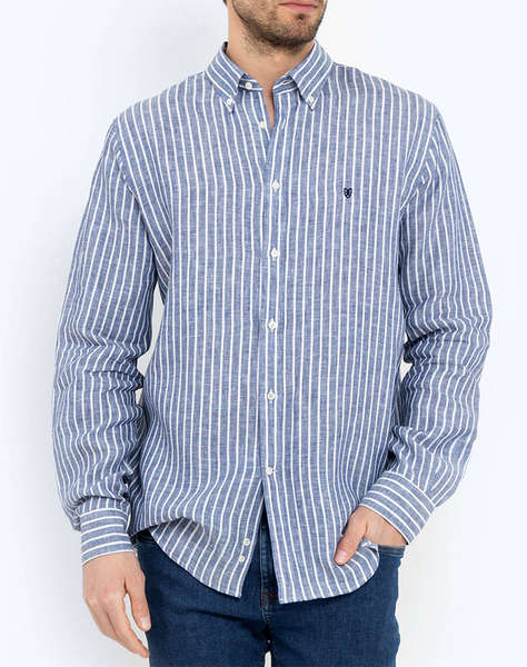 THE BOSTONIANS KOŠILE ACORN REGULAR FIT Stripe LINEN Button-down Regular Fit