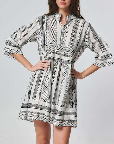 INDIRA LONG SLEEVE PRINTED DRESS