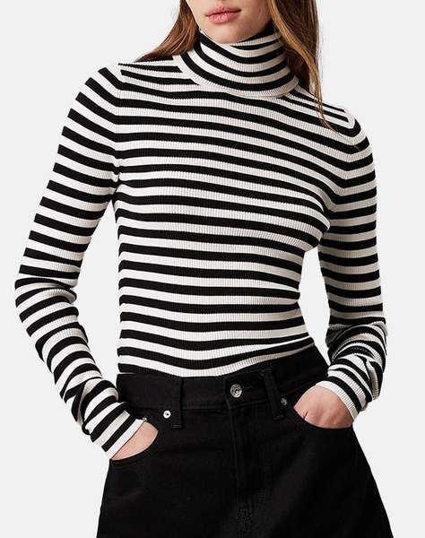 CALVIN KLEIN WOVEN LABEL ROLL NECK SWEATER