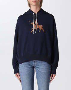 RALPH LAUREN LTHR PLY HD-LONG SLEEVE-SWEATSHIRT