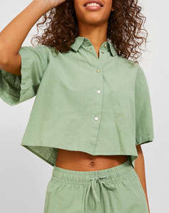 JJXX JXLULU SS CROPPED LINEN BLEND SHIRT