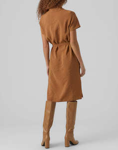 VERO MODA VMQUEENY S/S CALF SHIRT DRESS WVN GA