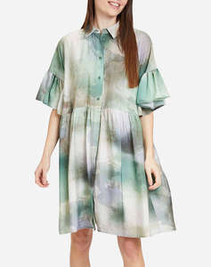 TAMARIS CLAMECY Gathered Shirt Dress AOP&Solid