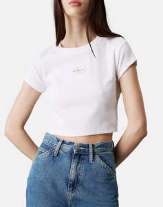 CALVIN KLEIN WOVEN LABEL RIB BABY TEE