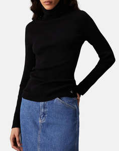 CALVIN KLEIN WOVEN LABEL ROLL NECK SWEATER